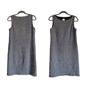 MAXMARA WEEKEND Gingham Tweed Plaid Checked Fringe Hem Shift Dress Sleeveless 6